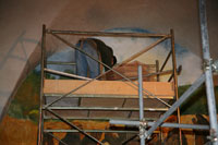 Ritocco affresco 'La Regola di S. Francesco' - M. Callossi sul ponte