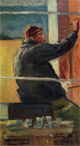 R. Stefanelli mentre dipinge